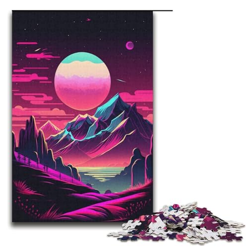 1000-teiliges Puzzle für Erwachsene und Teenager, Neon-Berg-Puzzles für Papierpuzzle, Heimdekoration (Größe 38 x 26 cm) von WGLINGX