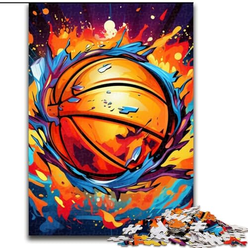 1000-teiliges Puzzle für Erwachsene. Buntes Basketball-Puzzle aus Pappe für Erwachsene. Anspruchsvolles Denkspiel für Teenager, perfekt als Heimdekoration oder Geschenk (Größe 26x38cm) von WGLINGX