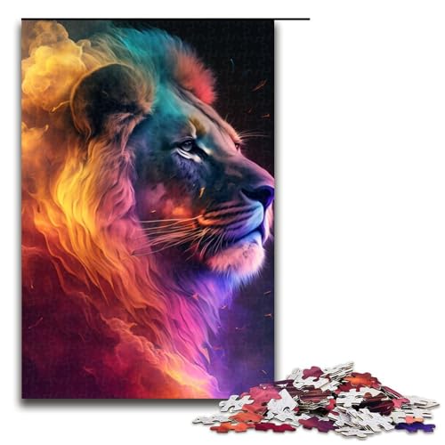 1000-teiliges Puzzle für Erwachsene. Der kleine Löwe im Regenbogenfeuer ganze Familie (Größe 50 x 75 cm). von WGLINGX