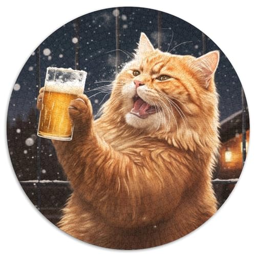 1000-teiliges Puzzle für Erwachsene: Katze trinkt Bier. Anspruchsvolles Denkspiel für Teenager, unterhaltsames interaktives Spiel für die ganze Familie. 1000 Teile (67,5x67,5cm) von WGLINGX