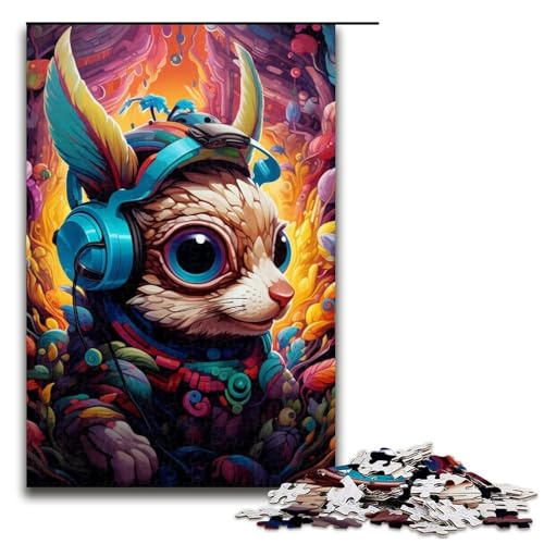 1000-teiliges Puzzle für Erwachsene. Kopfhörer-Hamster-Puzzlespiel-Spielzeug ganze Familie (Größe 50 x 75 cm) von WGLINGX
