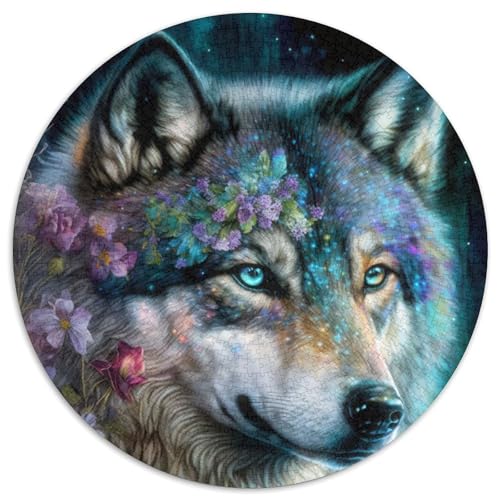 1000-teiliges Puzzle für Erwachsene. Schöne runde Wolfspuzzles für 1000-teiliges Denkspiel, interaktives Familienspiel, geeignet für Kinder ab 14 Jahren (67,5x67,5cm) von WGLINGX