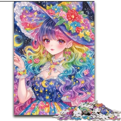 1000-teiliges Puzzle mit Anime-Mädchen und Zauberin, 1000 Teile für Erwachsene, anspruchsvolles Denkspiel für Teenager, perfekt als Heimdekoration oder Geschenk (Größe 26x38cm) von WGLINGX