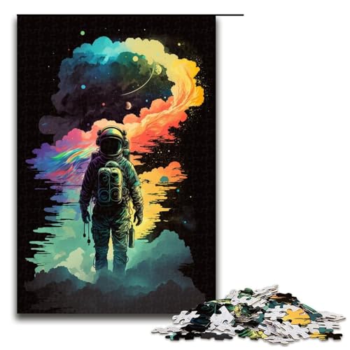 1000-teiliges Puzzle mit Astronautenmotiv, Holzpuzzle, Lernspielzeug, Familienspiele, 50 x 75 cm von WGLINGX