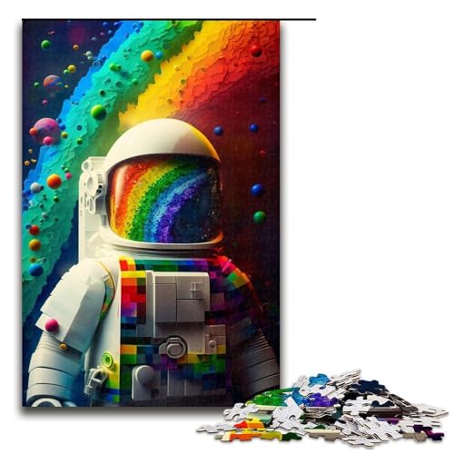 1000-teiliges Puzzle mit Astronautenmotiv, Holzpuzzle, pädagogisches Spielzeug zum Stressabbau, 50 x 75 cm von WGLINGX