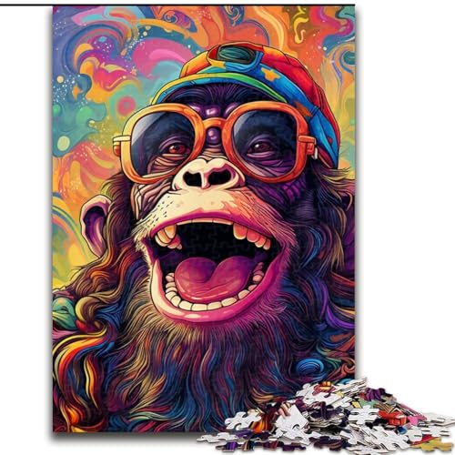 1000-teiliges Puzzle mit Buntem Affenmotiv, Papppuzzle, Geburtstage, Weihnachten, Halloween, Thanksgiving, Ostern (Größe 26x38cm) von WGLINGX