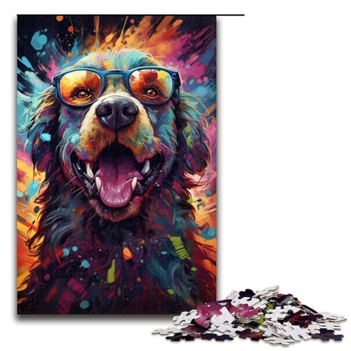 1000-teiliges Puzzle mit Hundemotiv, zum Ausmalen, für Erwachsene, mit passendem Poster und Quizblatt (Größe 50 x 75 cm) von WGLINGX