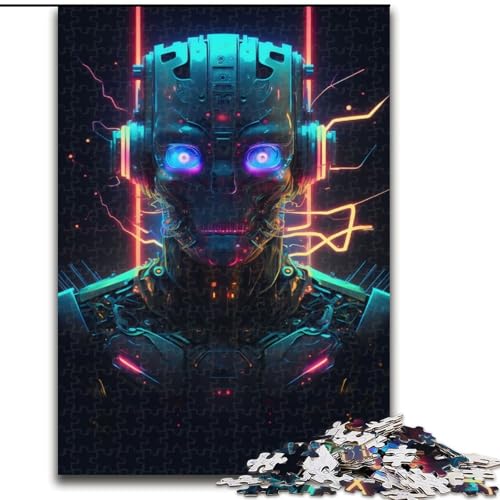 1000-teiliges Puzzle mit Neon-Robotergesicht für Erwachsene, 1000 Teile, Heimdekoration, Familienspaß, ab 14 Jahren (Größe 50x75cm) von WGLINGX