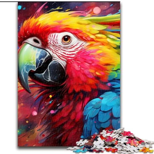 1000-teiliges Puzzle mit Papagei, Holzpuzzle, interaktives Familienspiel, Denksportaufgabe, Geschenk, Lernspielzeug (Größe 38x26cm) von WGLINGX
