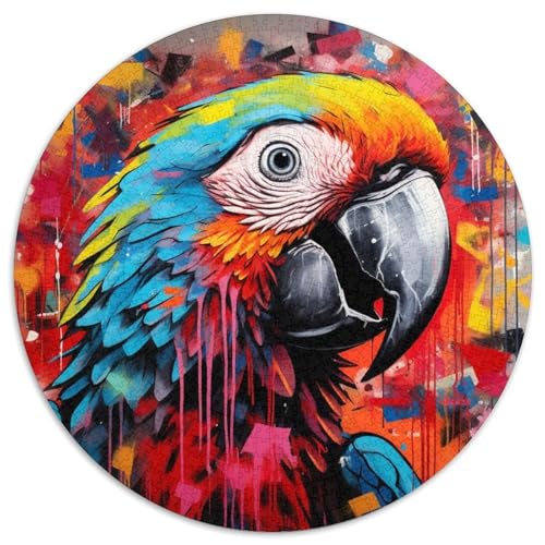 1000-teiliges Puzzle mit Papageien-Graffiti, rundes Puzzle, Denkspiel für Teenager, Spieleabend mit der Familie 67,5 x 67,5 cm von WGLINGX