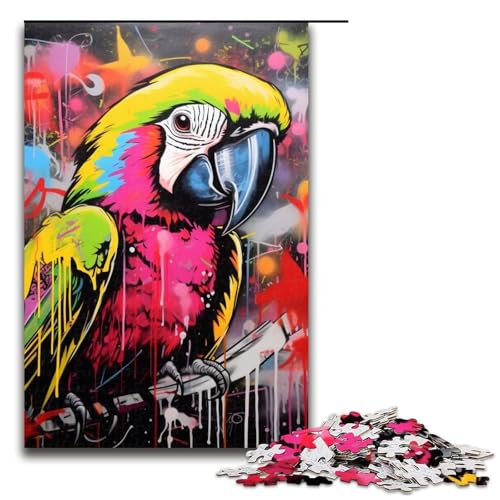 1000-teiliges Puzzle mit Papageien-Graffiti-Malerei, Puzzle für Erwachsene, Holzpuzzle, Lernspielzeug, 50 x 75 cm 1000-teiliges Puzzle mit Papageien-Graffiti-Malerei, Puzzle für Erwachsene, Holzpuzzle, Lernspielzeug, 50 x 75 cm von WGLINGX
