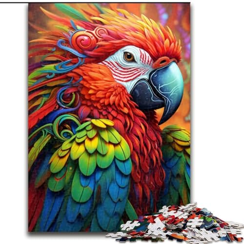 1000-teiliges Puzzle mit Papageien-Kunstmotiv für Erwachsene. Entspannende Unterhaltung, Heimdekoration (Größe 38x26cm) von WGLINGX