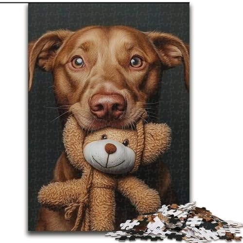 1000-teiliges Puzzle mit Teddybär und Hund, 1000 Teile für Erwachsene, anspruchsvolles Denkspiel für Teenager, Spaß für die ganze Familie, DIY-Geschenk zur Heimdekoration (Größe 26x38cm) von WGLINGX