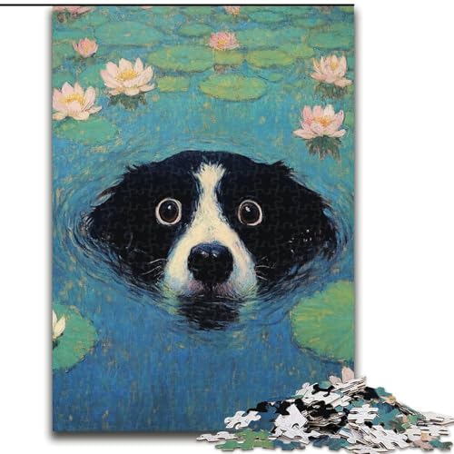 1000-teiliges Puzzle mit Teichhund, Puzzle für Erwachsene, 1000-teiliges Kunstwerk, Dekor, Intelligenzspielzeug für Familien-Indoor-Spiele (Größe 26x38cm) von WGLINGX
