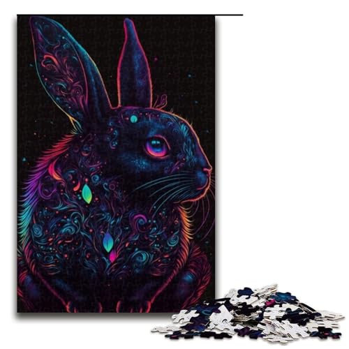 1000-teiliges Puzzle mit Tieren und Kaninchen, Holzpuzzle, Lernspielzeug, Familienspiele, 50 x 75 cm von WGLINGX