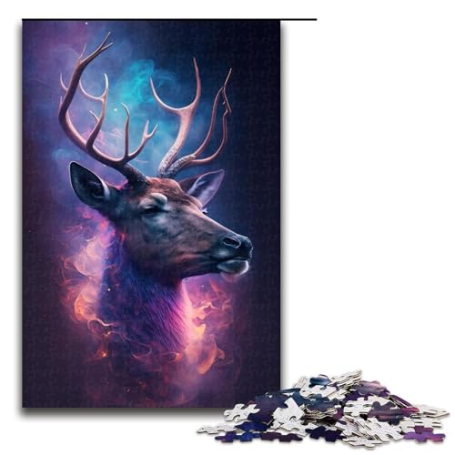1000-teiliges Puzzle mit Tiermotiv, Hirsch und Wolke, Puzzle für Erwachsene, Holzpuzzle, tolle Geschenke zu Weihnachten, 50 x 75 cm 1000-teiliges Puzzle mit Tiermotiv, Hirsch und Wolke, Puzzle für Erwachsene, Holzpuzzle, tolle Geschenke zu Weihnachten, 50 x 75 cm von WGLINGX