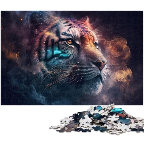 1000-teiliges Puzzle mit Tiermotiv Tiger für Erwachsene, Holzpuzzle, Familiendekoration (Größe 50 x 75 cm) von WGLINGX