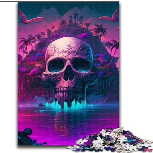 1000-teiliges Puzzle mit Totenkopf-Motiv, Holzpuzzle, interaktives Familienspiel, Denksportaufgabe, Geschenk, Lernspielzeug (Größe 38x26cm) von WGLINGX