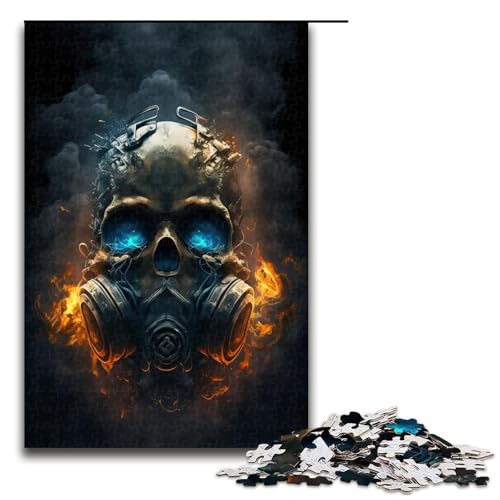 1000-teiliges Puzzle mit Totenkopfmaske, Holzpuzzle, Spielzeug, Wanddekoration (Größe 50 x 75 cm) von WGLINGX