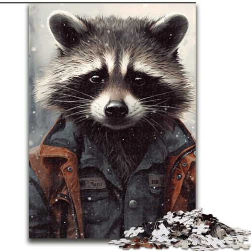 1000-teiliges Puzzle mit Waschbär-Tiermotiv für Erwachsene, 1000 Teile, Heimdekoration, Familienspaß, ab 14 Jahren (Größe 26x38cm) von WGLINGX