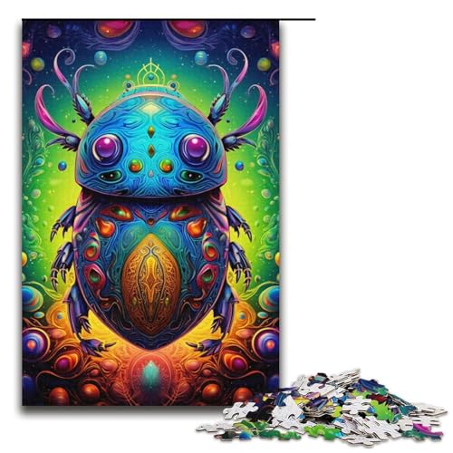 1000-teiliges Puzzle mit bunten Insekten für Erwachsene, Kartonpuzzle, Lernspiele, Heimdekoration (Größe 38 x 26 cm) von WGLINGX