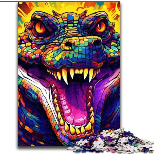 1000-teiliges Puzzle mit bunten Krokodilen, Papppuzzle, Geburtstage, Weihnachten, Halloween, Thanksgiving, Ostern (Größe 26x38cm) von WGLINGX