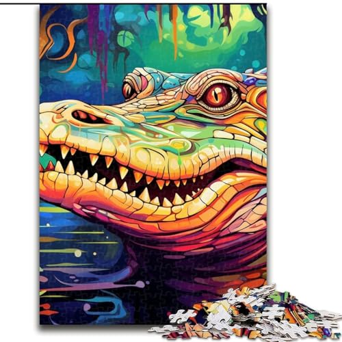 1000-teiliges Puzzle mit bunten Krokodilen, Papppuzzle, Geburtstage, Weihnachten, Halloween, Thanksgiving, Ostern (Größe 26x38cm) von WGLINGX