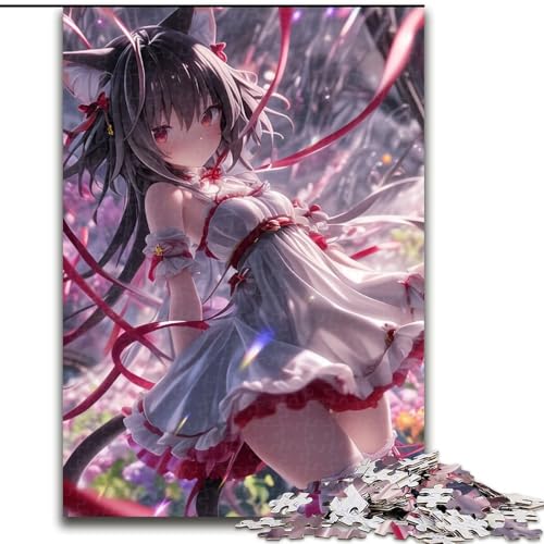 1000-teiliges Puzzle mit japanischem Anime-Mädchen, 1000 Teile für Erwachsene, anspruchsvolles Denkspiel für Teenager, perfekt als Heimdekoration oder Geschenk (Größe 50x75cm) von WGLINGX