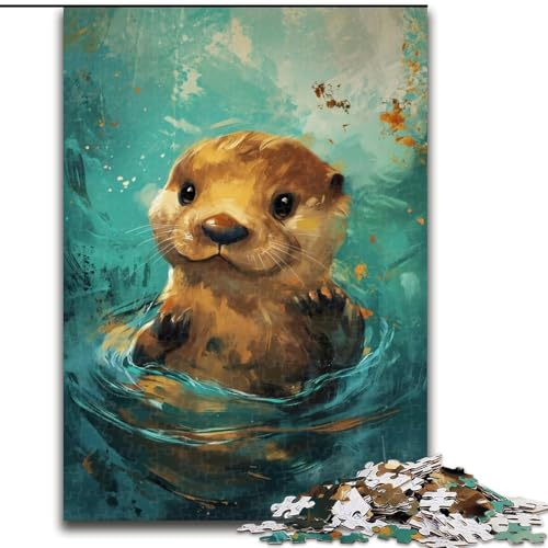 1000-teiliges Puzzle mit süßem kleinen gelben Otter, anspruchsvolles Puzzle, interaktives Familienspiel, Heimdekoration zum Selbermachen, anspruchsvolles Denksportgeschenk (Größe 50x75cm) von WGLINGX
