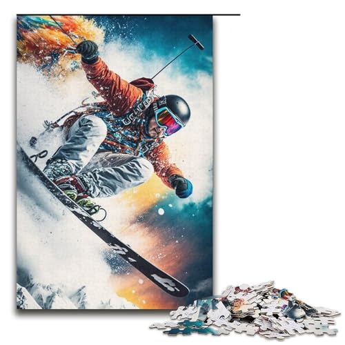 1000-teiliges Puzzle zum Thema Skifahren in den Bergen, Puzzle für Erwachsene, Papierpuzzle, Familienpuzzlespiel (Größe 38 x 26 cm) von WGLINGX