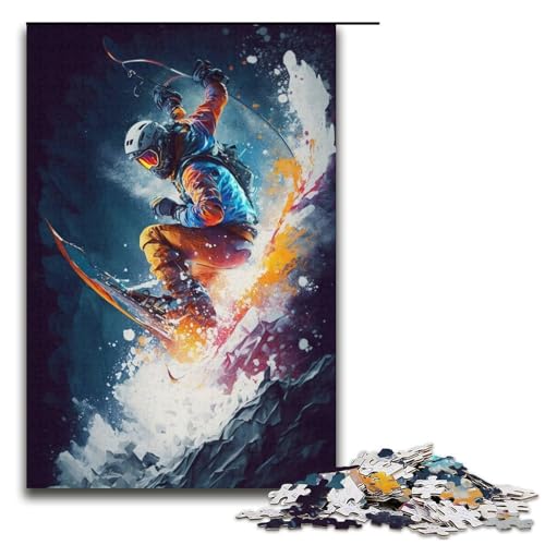 1000-teiliges Puzzle zum Thema Skifahren in den Bergen, Puzzle für Erwachsene, Papierpuzzle, Familienpuzzlespiel (Größe 38 x 26 cm) von WGLINGX