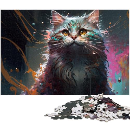 1000-teiliges Puzzlespiel, Fantasie-Katzen-Puzzle, Holzpuzzle, Familiendekoration (Größe 50 x 75 cm) von WGLINGX