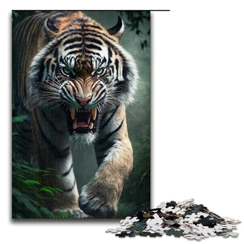 1000-teiliges Puzzlespiel „Dschungeltiger“ für Erwachsene, Holzpuzzle für Sommerliebhaber (Größe 50 x 75 cm) von WGLINGX