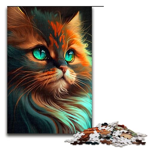1000-teiliges Puzzlespiel „Katzenpuzzle“ für Erwachsene, Holzpuzzle, Familienspaß, 50 x 75 cm von WGLINGX