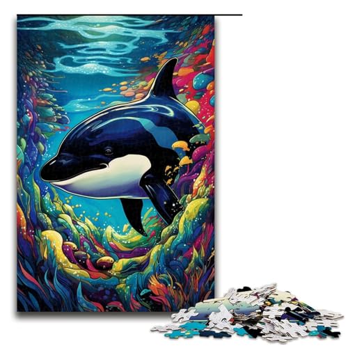 1000-teiliges Puzzlespiel „Killerwal“, Holzpuzzle, Familiendekoration (Größe 50 x 75 cm) von WGLINGX
