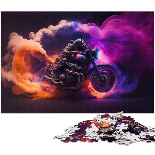 1000-teiliges Puzzlespiel „Motorradnebel“, Holzpuzzle, Familiendekoration (Größe 50 x 75 cm) von WGLINGX