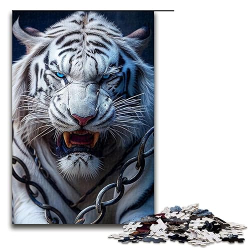 1000-teiliges Puzzlespiel „Tiger“ für Erwachsene, Holzpuzzles, tolles Geschenk für Erwachsene (Größe 50 x 75 cm) von WGLINGX