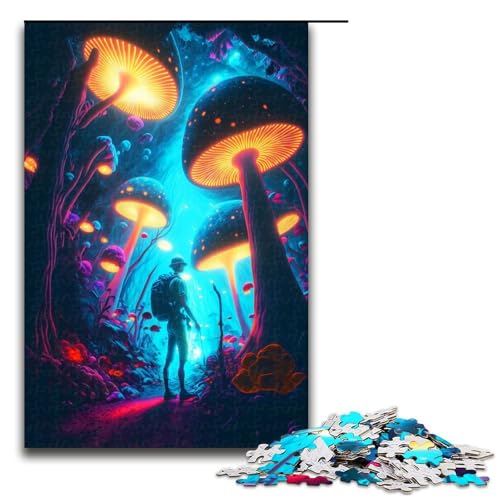 1000-teiliges Puzzlespiel Pilzwald für Erwachsene, Holzpuzzles, tolles Geschenk für Erwachsene (Größe 50 x 75 cm) von WGLINGX