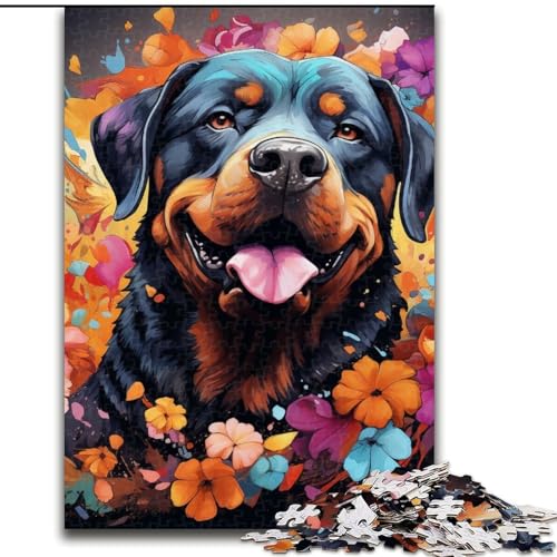 1000-teiliges Rottweiler-Puzzle aus Holz, Geburtstage, Weihnachten, Halloween, Erntedankfest, Ostern (Größe 50x75cm) von WGLINGX