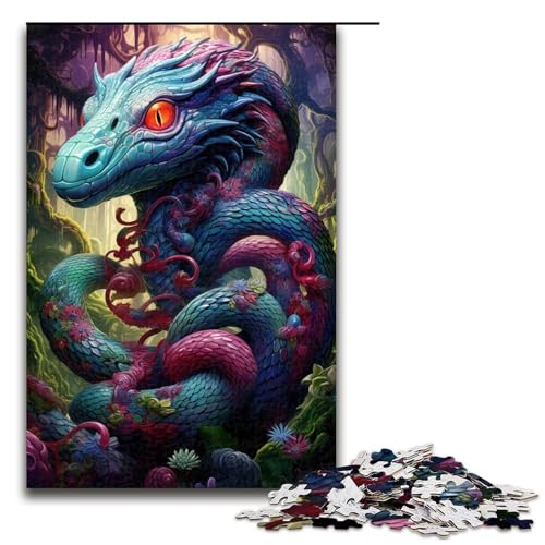 1000-teiliges Schlangenpuzzle für Erwachsene, Holzpuzzle, Familiendekoration (Größe 50 x 75 cm) von WGLINGX