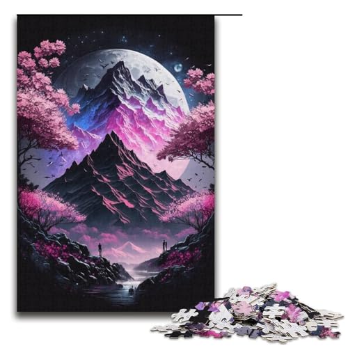 1000-teiliges Spiel „Kirschblüten-Berg“-Puzzle, Papierpuzzle, tolles Geschenk für Erwachsene (Größe 38 x 26 cm) von WGLINGX