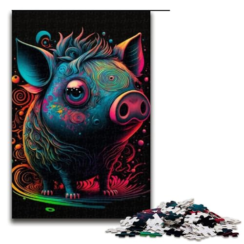 1000-teiliges Tierpuzzle mit Schweinen für Erwachsene, Lernpuzzle für Jugendliche ab 14 Jahren, 50 x 75 cm von WGLINGX