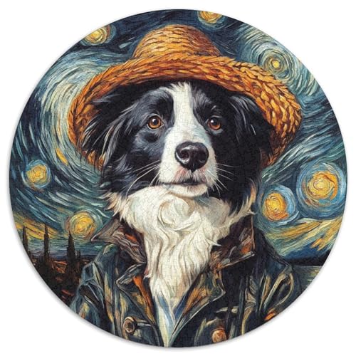 1000-teiliges Van Gogh Border Collie Puzzle für Erwachsene. Anspruchsvolles Denkspiel für Teenager, Spaß für den Spieleabend mit der Familie (67,5x67,5cm) von WGLINGX