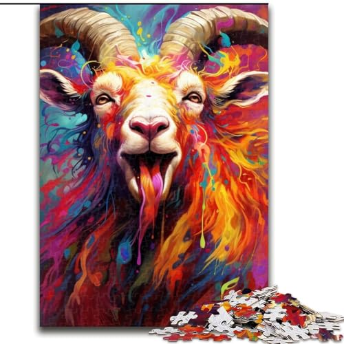 1000-teiliges Ziegenpuzzle für Erwachsene, 1000 Teile, Heimdekoration, Familienspaß, ab 14 Jahren (Größe 26x38cm) von WGLINGX