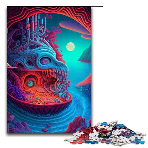 1000-teiliges psychedelisches Puzzle für Erwachsene, Holzpuzzle, Lernspiele, Heimdekoration, 19,69 x 29,53 Zoll 1000-teiliges psychedelisches Puzzle für Erwachsene, Holzpuzzle, Lernspiele, Heimdekoration, 19,69 x 29,53 Zoll von WGLINGX