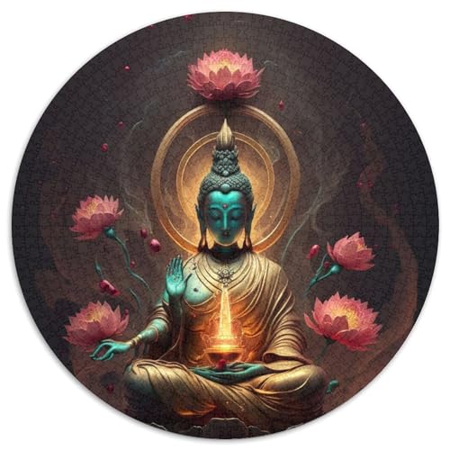 1000-teiliges rundes Puzzle, Buddha-Papierpuzzle für Teenager, Familien-Lernspiele, Heimdekoration, Geschenk (67,5x67,5cm) von WGLINGX