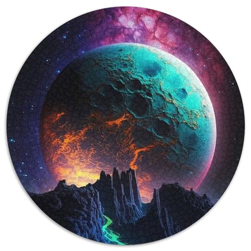 1000-teiliges rundes Puzzle, Neonplanet-Papierpuzzle für Teenager, Familien-Lernspiele, Heimdekoration, Geschenk (67,5x67,5cm) von WGLINGX