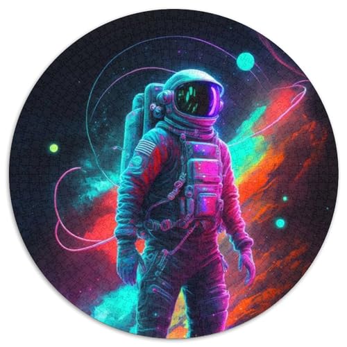 1000-teiliges rundes Puzzle Astronaut der Galaxie, Papierpuzzle für Teenager, Familien-Lernspiele, Heimdekoration, Geschenk (67,5x67,5cm) von WGLINGX