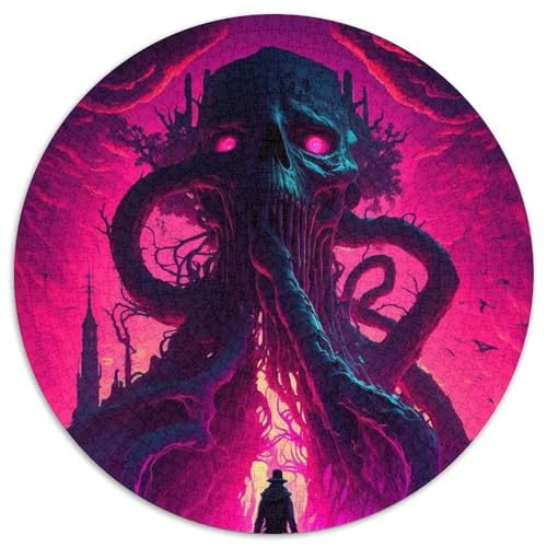 1000-teiliges rundes Puzzle Monster World, schwierige Rätsel für Erwachsene, anspruchsvolles Denkspiel, Spieleabend mit der Familie (67,5x67,5cm) von WGLINGX