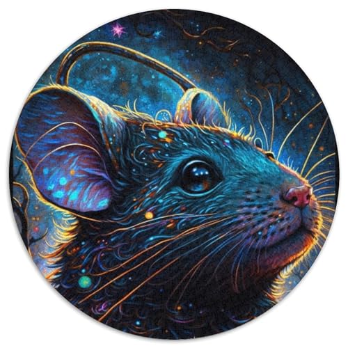 1000-teiliges rundes Puzzle mit Astronautenmaus, Karton-Puzzle, Spielzeug, Geschenk, pädagogisches, intellektuelles, entspannendes Familienspiel (67,5x67,5cm) von WGLINGX